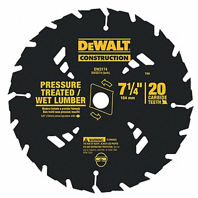 DEWALT DW3174 Circular Saw Blade 7 1/4 in 20 Teeth