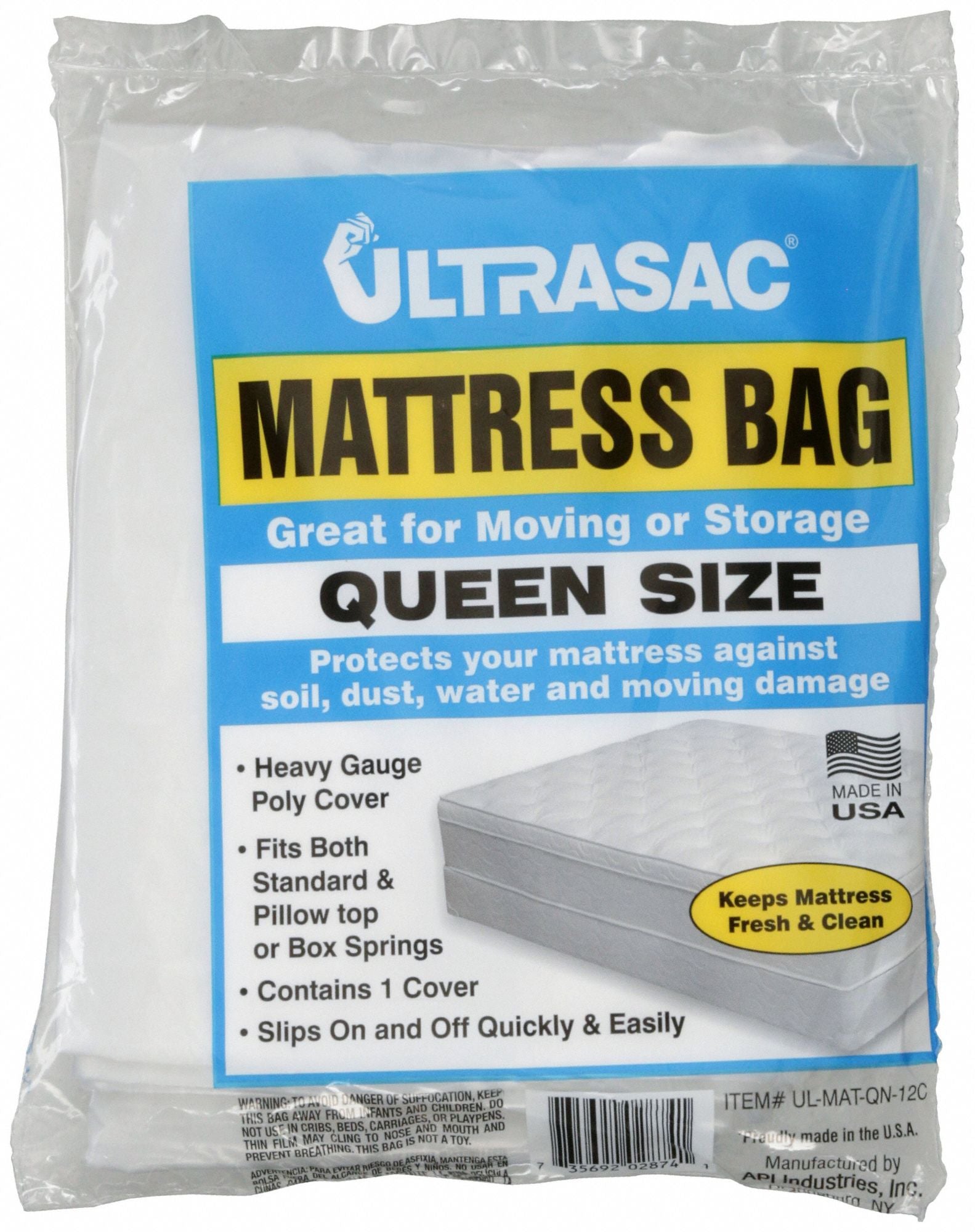 GRAINGER 4NZG9 Mattress Bag Full 2.50 mil PK100