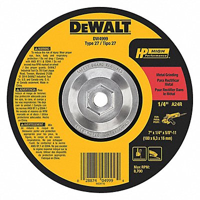 DEWALT DW4999 Depressed Grinding Wheel 5/8 -11CN ThreadHle