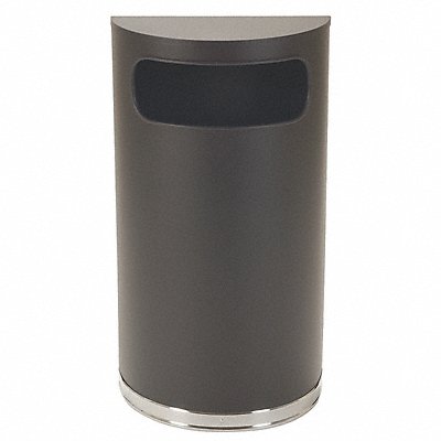 GRAINGER 4PGG7 Wastebasket Half Round 9 gal Black