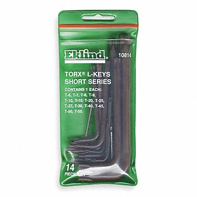 EKLIND 10814 Torx Key Set L Shape 1 19/32 to 4 1/4 in