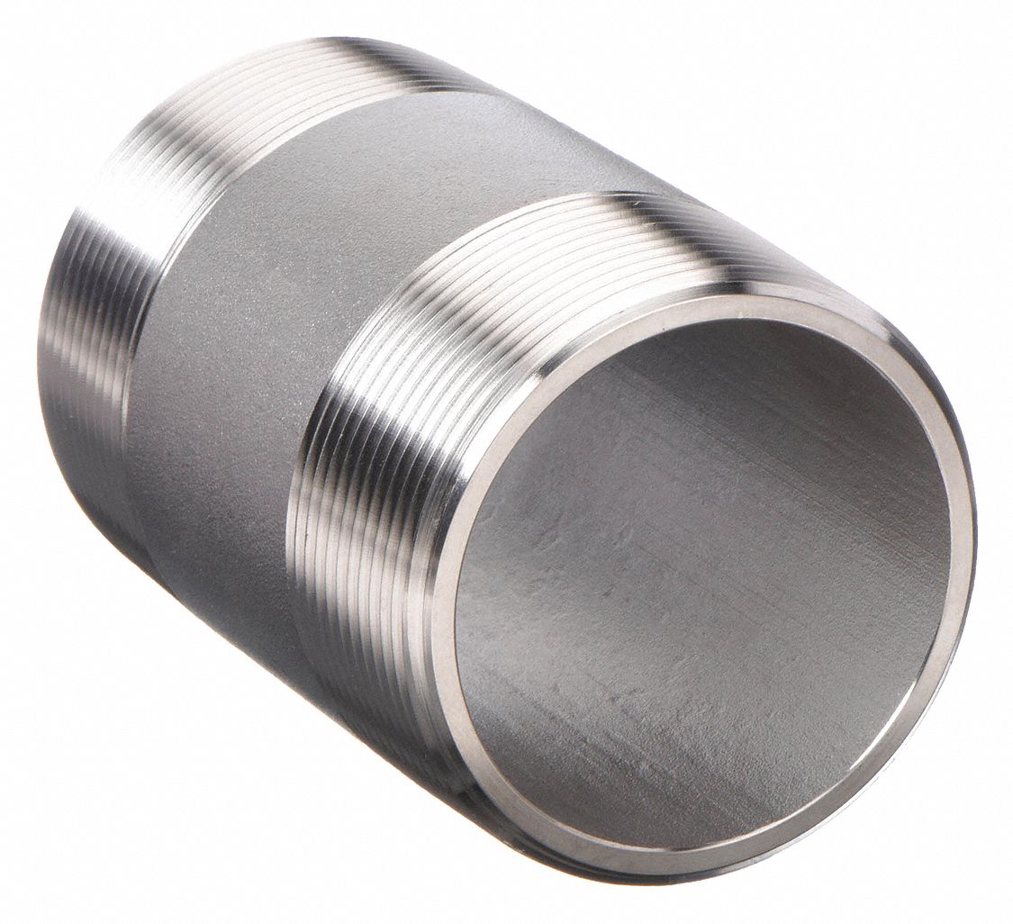 GRAINGER E4BNC09 Nipple 3/8 In Thrd at Both Ends 5 In 304