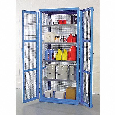 DENIOS K323517 Enclosed Shelves 87 x38 x28 Blue 4Shlv