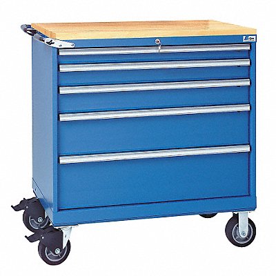 LISTA XSHS07500505FMBBBT Modular Drawer Cabinet 43-1/4 H 5 Drwr Bright Blue