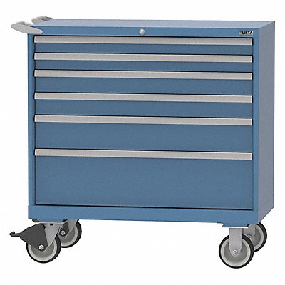 LISTA XSHS07500602M Modular Drawer Cabinet 43-1/4 H 6 Drwr Bright Blue