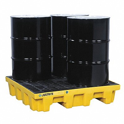 JUSTRITE 28634 Drum Spill Containment Pallet 4 Drum 5k lb.