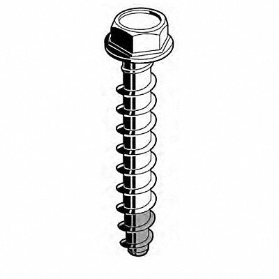 GRAINGER U705200370175 Concrete Screw Hex Head Washer S 3/8 D 1-3/4 L PK50