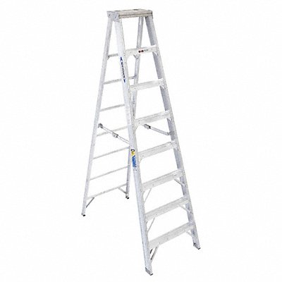 WERNER 408 Stepladder Aluminum 8 ft H 375 lb Cap.