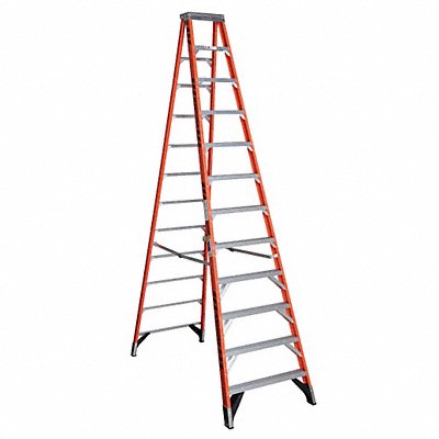 WERNER 7412 Stepladder Fiberglass 12 ft H 375 lb Cap