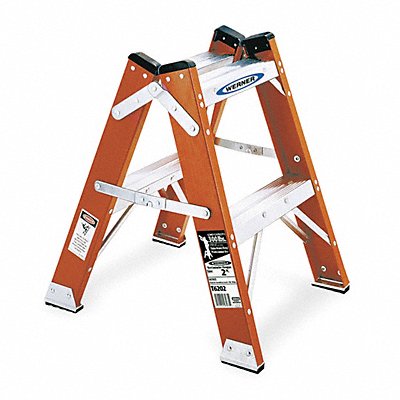 WERNER T6202 Twin Step Stool 24 In H 300 lb.
