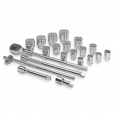 WESTWARD 4YP81 Socket Wrench St Chrome 21Psc 7/8 - 2 in