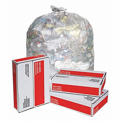 GRAINGER 4YPC9 Garbage Bags 65 to 95 gal.. Clear PK50