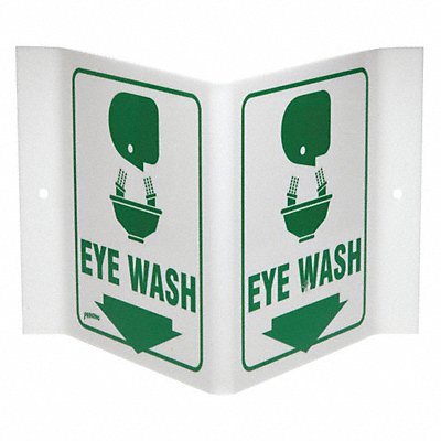 BRADY 49044 Eye Wash Sign 12X18 GRN/WHT Eye Wash