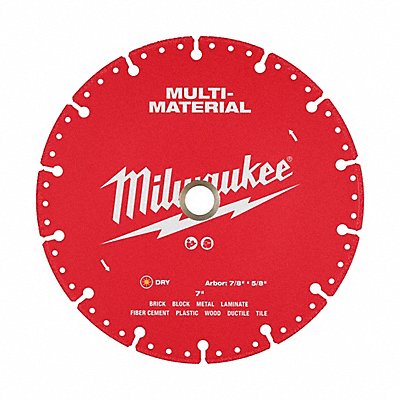 MILWAUKEE 49939607 Diamond Saw Blade Diam 7 Arbor 5/8 7/8