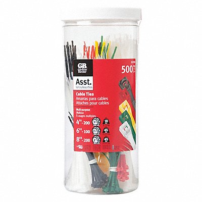GARDNER BENDER 50398 Cable Tie Kit 4 in 6 in 8 in PK500