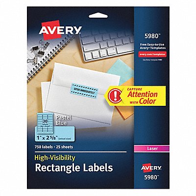 AVERY 5980 Blue Laser Labels 1x2-5/8 PK750