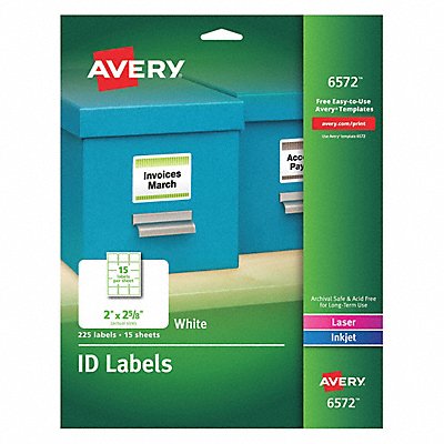 AVERY 6572 ID Label 2x2 White PK225