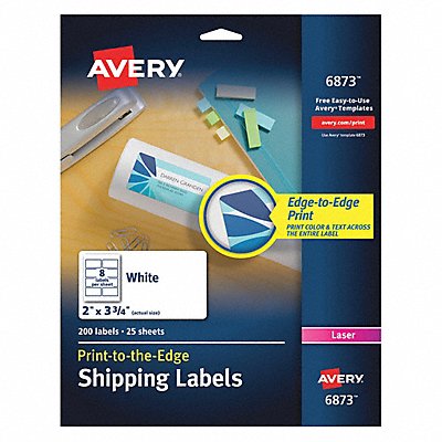 AVERY 6873 Laser Label Color Print 8Up White PK200