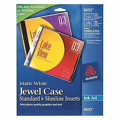 AVERY 8693 Cd/Dvd Inkjet Labels White PK20