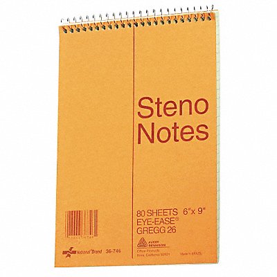 NATIONAL 36746 Steno Book Gregg Rule 80 Sheet Green