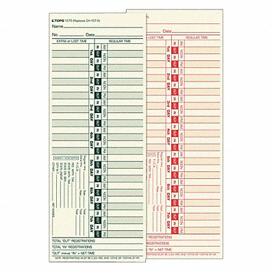 TOPS 1275 Time Card for Lathem Bi-Weekly PK500