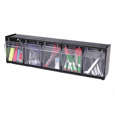 DEFLECTO 20504OP Tilt Bin for Storage 5 Bins Black