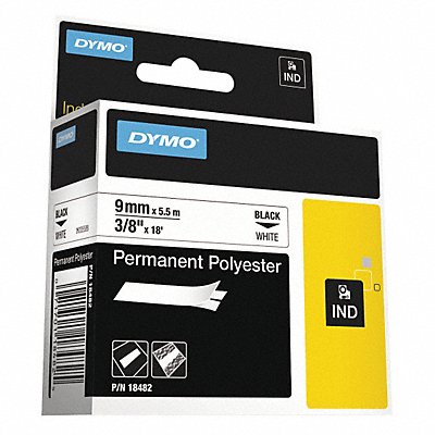 DYMO 18482 Label Tape 3/8 x 18 ft Perm Poly White