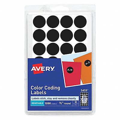 AVERY 5459 Label 0.75 Round Black PK1008