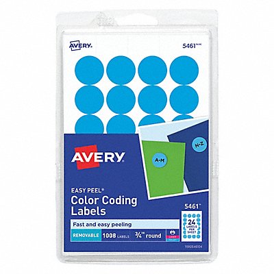 AVERY 5461 Label 0.75 Round LBlue PK1008