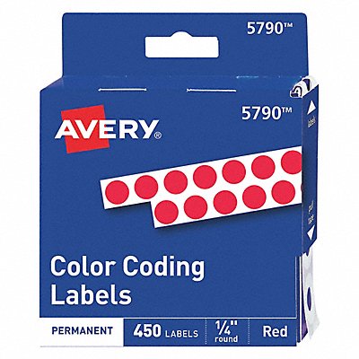 AVERY 5790 Label 0.25 Round Red PK450