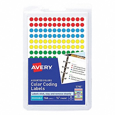 AVERY 5795 Label 0.25 Round Ast PK768