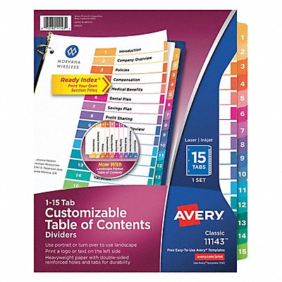 AVERY 11143 Index Binder Letter Assorted PK15