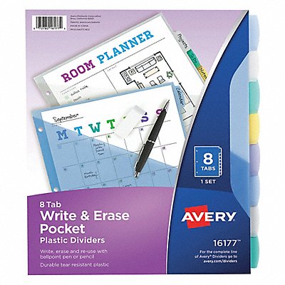AVERY 16177 Index Dividers 8Tb Pockets Assorted