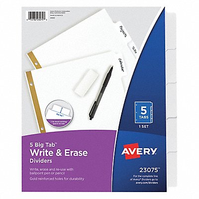 AVERY 23075 Index Binder Letter Tab White PK5