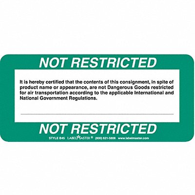 LABELMASTER B45 Not Restricted Shipping Label PK500