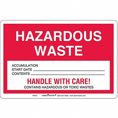 LABELMASTER HWAV Hazardous Waste Label Vinyl Stock PK100