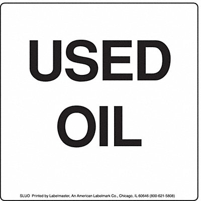 LABELMASTER SLUO Used Oil Label PVC-Free Film Stock PK100