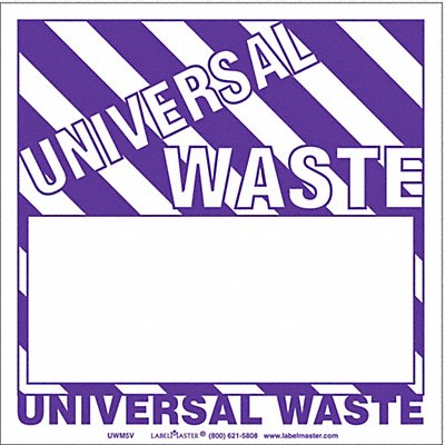 LABELMASTER UWM5V Universal Waste Label Unruld Vinyl PK100