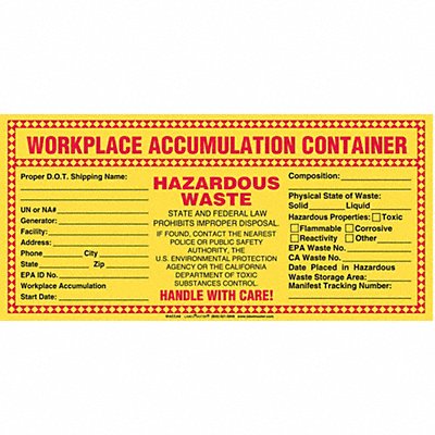 LABELMASTER WACCA8 California Waste Label PVCF PK100