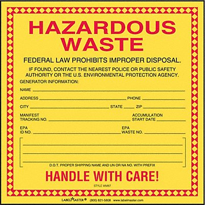 LABELMASTER WM87 Standard Waste Label 6 x6 PK100