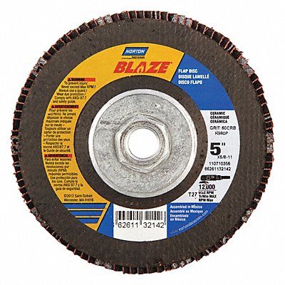 NORTON 66261132142 Fiber Disc 5 in Dia 5/8in Arbor 60 Grit