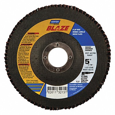 NORTON 66261132131 Fiber Disc 5 in Dia 7/8in Arbor 40 Grit