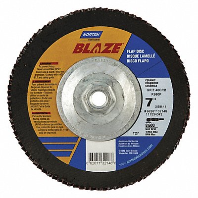 NORTON 66261132148 Fiber Disc 7 in Dia 5/8in Arbor 40 Grit