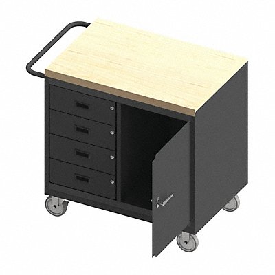 DURHAM MFG 3121MT95 Mobile Cabinet Bench Maple 36 W 24 D