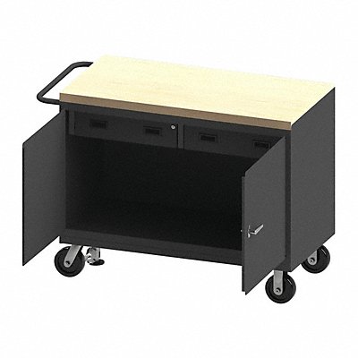 DURHAM MFG 3415MTFL95 Mobile Cabinet Bench Maple 48 W 24 D