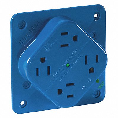 GRAINGER 1254HSA Receptacle Blue Quad Outlet 15A 2 Poles