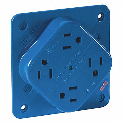 GRAINGER 1254SA Receptacle Blue Quad Outlet 15A 125VAC