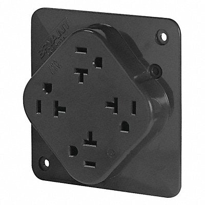 GRAINGER 21254BLK Receptacle Black 20 A 2P3W Back Side 1PK