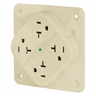 GRAINGER 21254SiA Receptacle Ivory Quad Outlet 20A 125VAC
