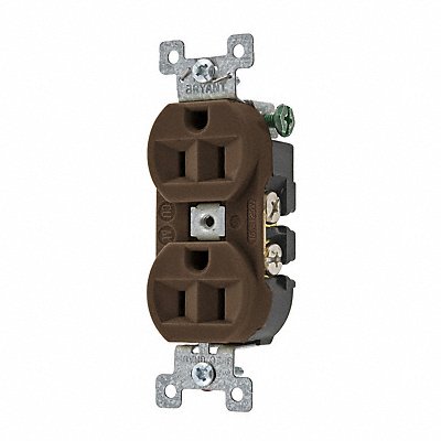 GRAINGER 5262BN Receptacle Brown 15A 3 Wires Flush Mount